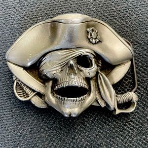 Pirate belt buckle - nickel